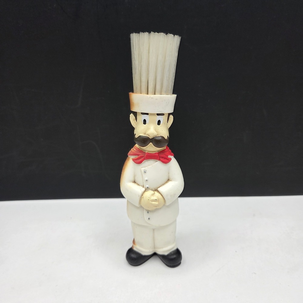 Vintage Chef Basting Brush Novelty Kitchen Tool White Red 6.5" Figural Pastry